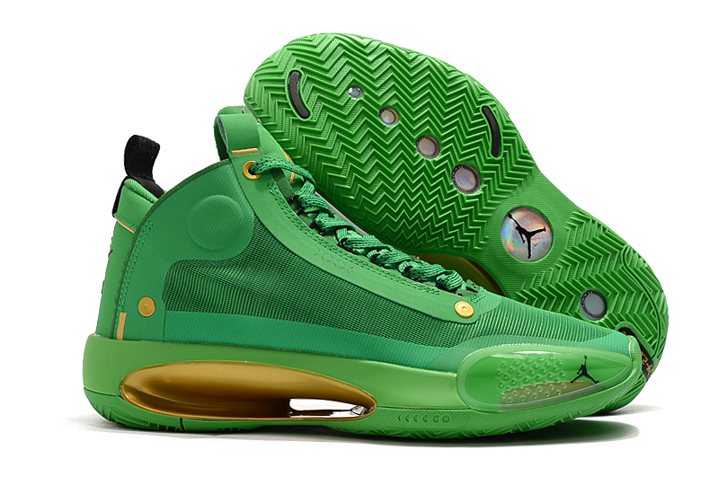 2020 Air Jordan 34 Green Gold Shoes